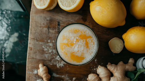 glass of cocktail with orange on the table