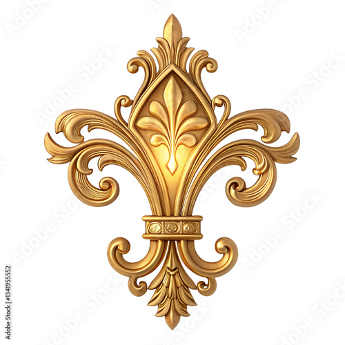 Vintage golden decorative element isolated on a transparent background