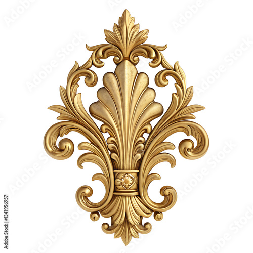 Vintage golden decorative element isolated on a transparent background