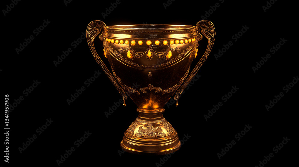 golden cup isolated on black background
