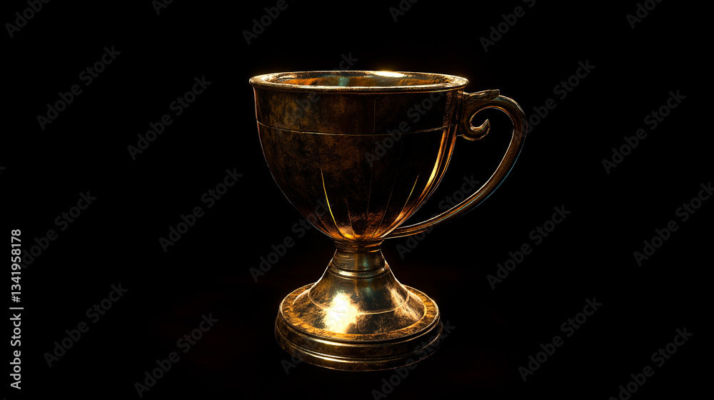 golden cup isolated on black background