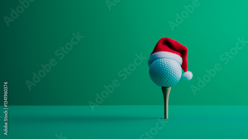 Obraz na płótnie santa hat and golf club on color background with copy space w salonie