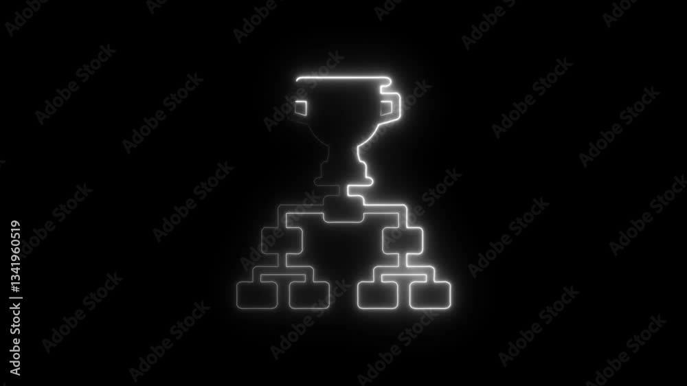 Glowing neon line Results and standing tables scoreboard championship tournament bracket icon isolated on black background. 4K Video motion graphic ...