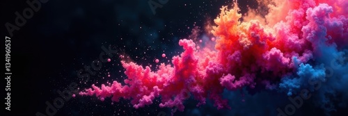 Wallpaper Mural Swirling vibrant dust cloud against black, expansive composition, splash, impact Torontodigital.ca