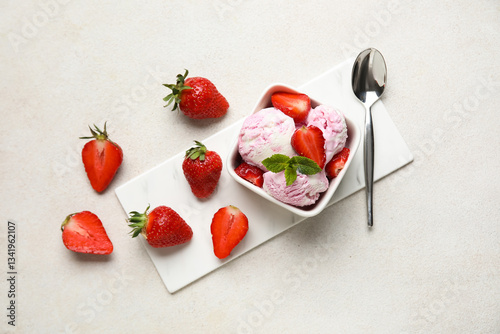 Strawberry ice cream scoops...