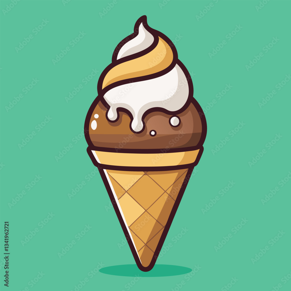 A delicious ice-cream cone with chocolate. A delicious ice-cream cone with chocolate.