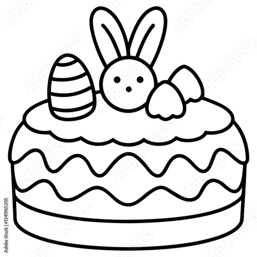 A giant easter cake with bunny decorations.