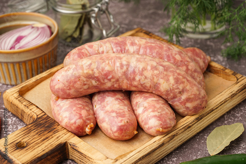 Fresh raw pork sausages on ...