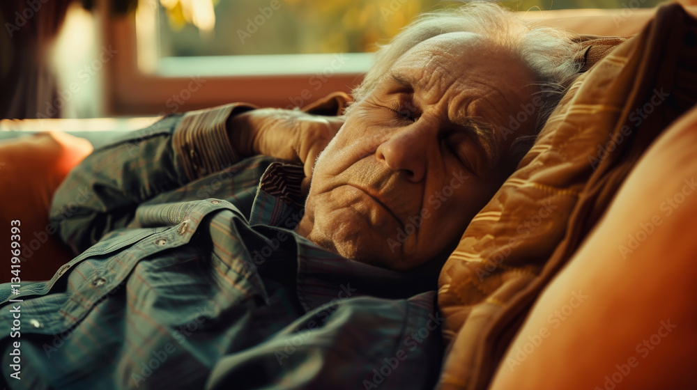 Fototapeta premium Elderly Fatigue: Impact of Arrhythmias in a Cozy Home Setting