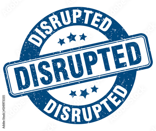 disrupted stamp. disrupted label. round grunge sign