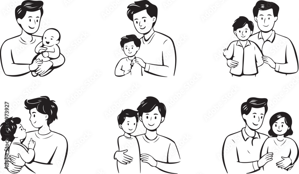 Hand drawn fathers day elements illustration Hand drawn fathers day elements illustration