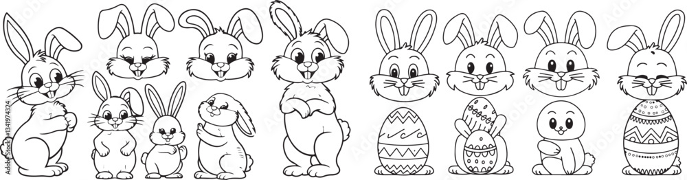 Obraz premium Hand drawn Easter bunny illustration