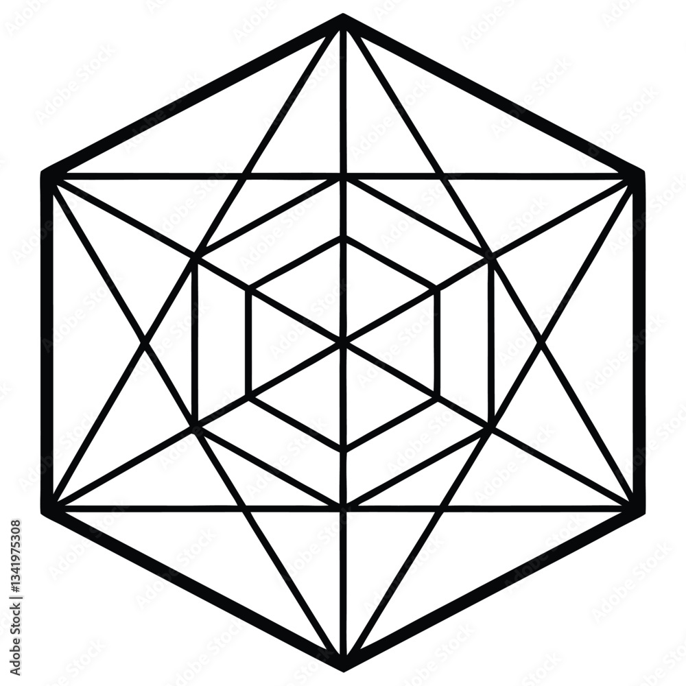 Sacred Geometric Mandala outline on white background Sacred Geometric Mandala outline on white background
