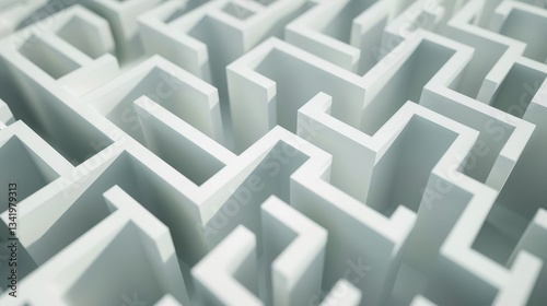 A Complex Labyrinth of White Walls Creating an Illusory Experience