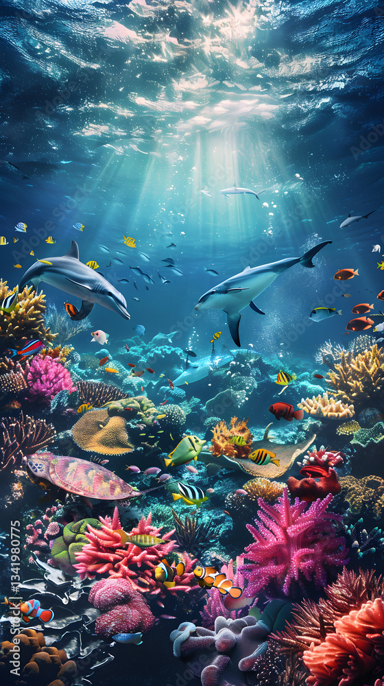 Obraz premium Dazzling Undersea Extravaganza: A Peek into The Vibrant Marine Life of US Coastal Waters