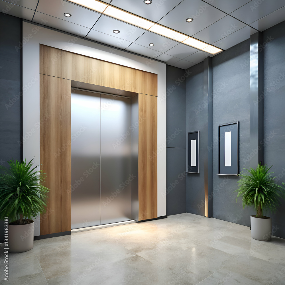 Modern Elevator Lobby Design. Steel. Wood. and Minimalist Decor Modern Elevator Lobby Design. Steel. Wood. and Minimalist Decor