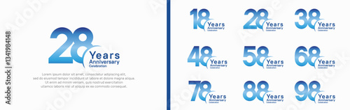 anniversary logotype set. vector design blue color can be use for special moment