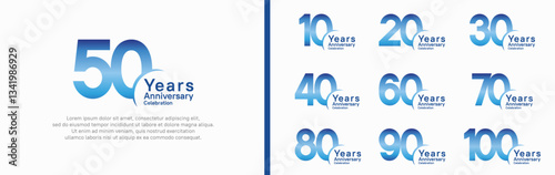 anniversary logotype set. vector design blue color can be use for special moment