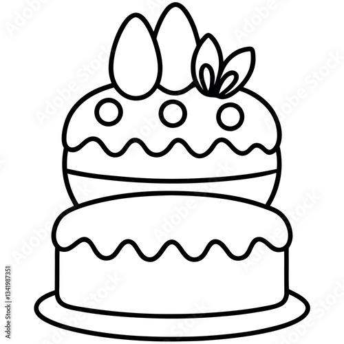 A giant easter cake with bunny decorations.