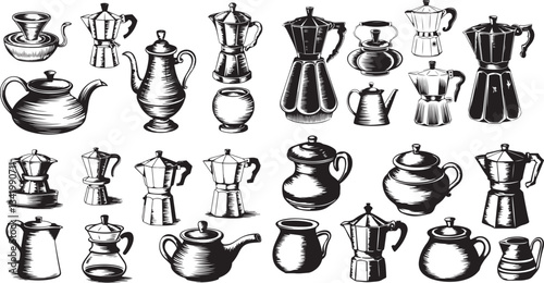 Hand drawn  old coffee pot illustration