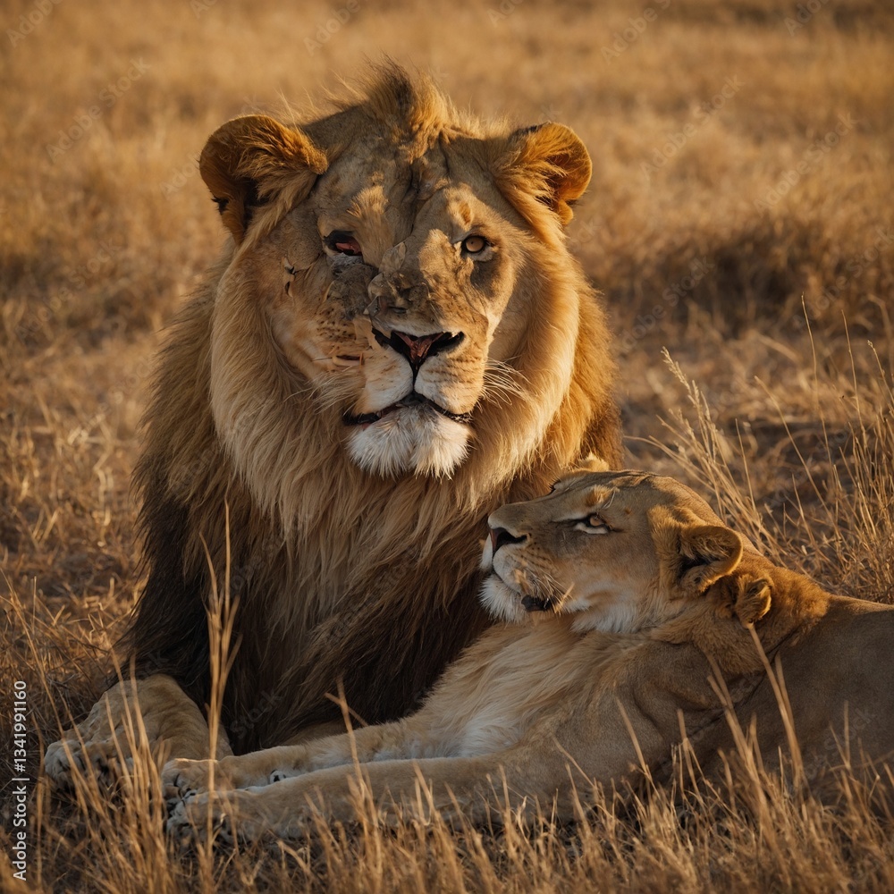 Obraz premium lion in the grass