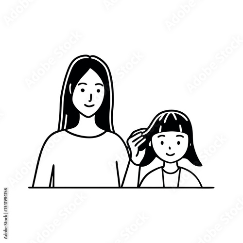 A mother gently strokes a stray strand of hair.