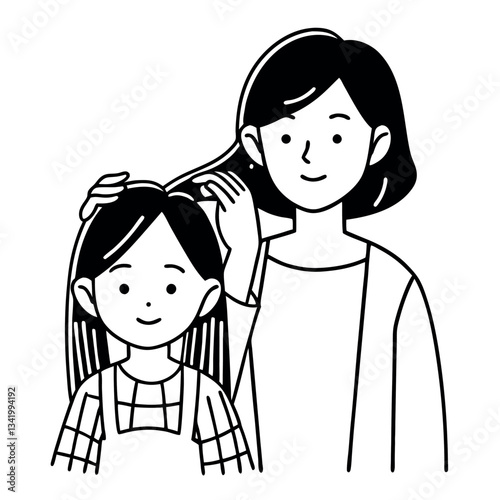 A mother gently strokes a stray strand of hair.