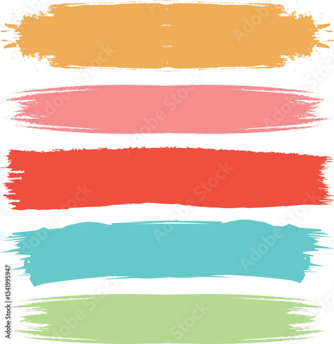 A collection of Different Colored Vector Grunge Texture Brush Stroke Backgrounds. Hand-drawn vector 02