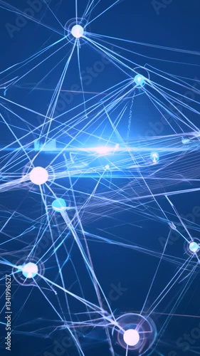 Wallpaper Mural Glowing blue interconnected nodes and lines forming a futuristic digital network, symbolizing data communication and AI. Technological innovation concept Torontodigital.ca