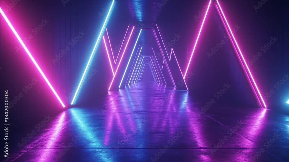 Neon Lit Corridor: A captivating view of a futuristic corridor, illuminated by vibrant neon lights in shades of pink and blue, creating a mesmerizing visual effect and a sense of depth. Neon Lit Corridor: A captivating view of a futuristic corridor, illuminated by vibrant neon lights in shades of pink and blue, creating a mesmerizing visual effect and a sense of depth.