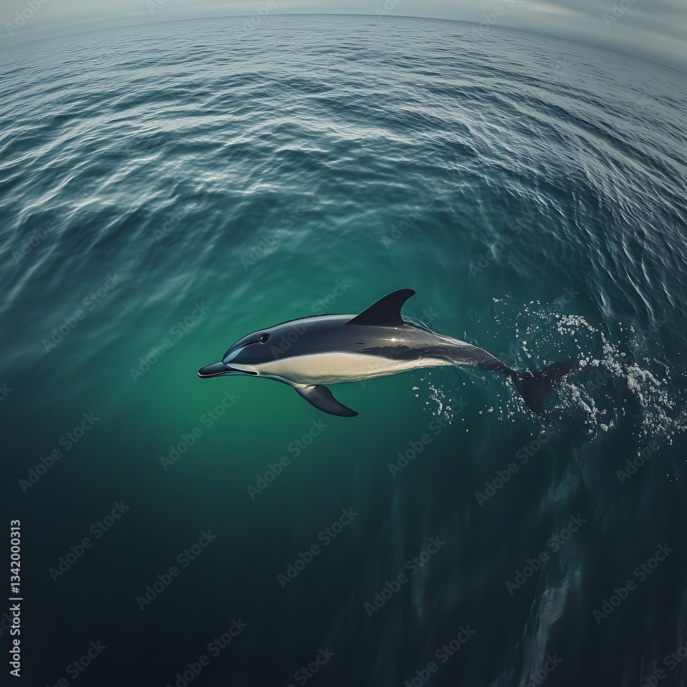 Naklejka premium Dolphin Ocean Swim for Coastal Waters.