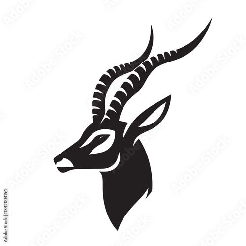 Silhouette of antelope and deer head with antlers