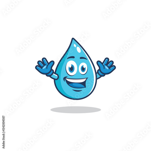 Cute water drop character mascot illustration