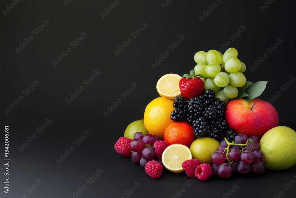 A vibrant assortment of fresh fruits including apples, oranges, and berries. A vibrant assortment of fresh fruits including apples, oranges, and berries.