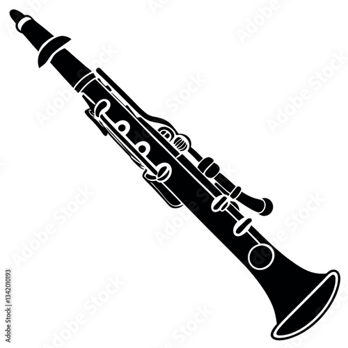 Clarinet silhouette clean from the side. 