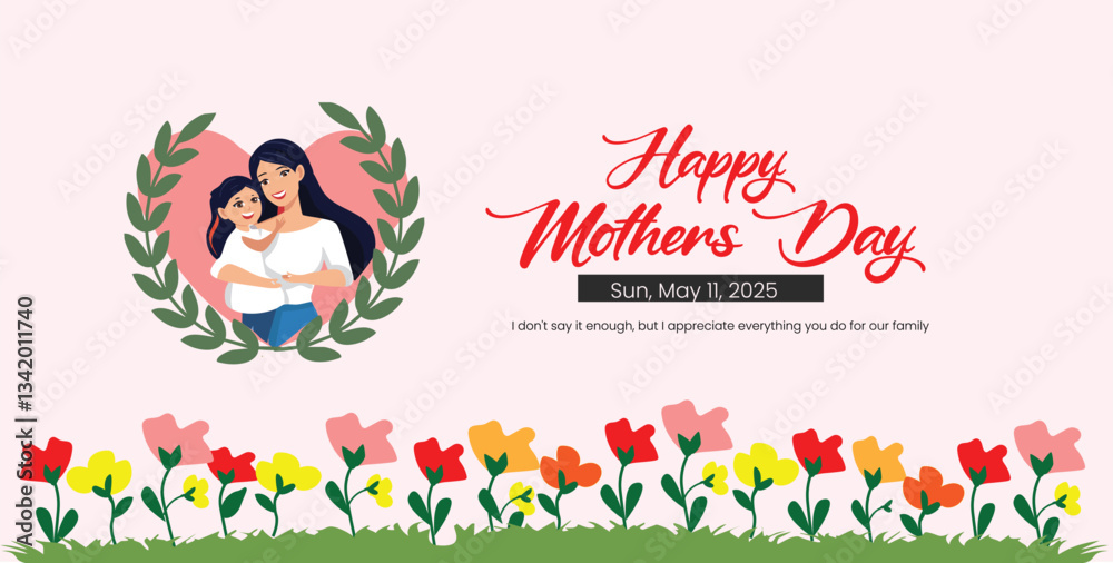Mother day greeting card banner design vector Mother day greeting card banner design vector