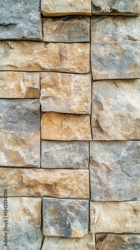 Fototapeta premium Textured stone wall with varied natural colors and patterns