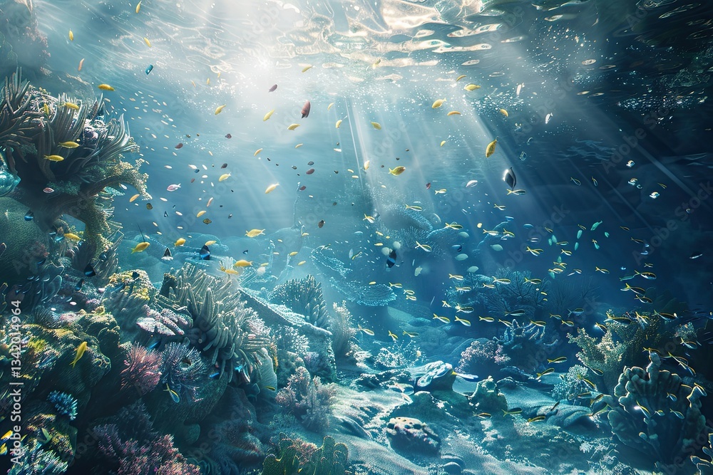 Fototapeta premium Ocean life, underwater marine life and coral reefs 