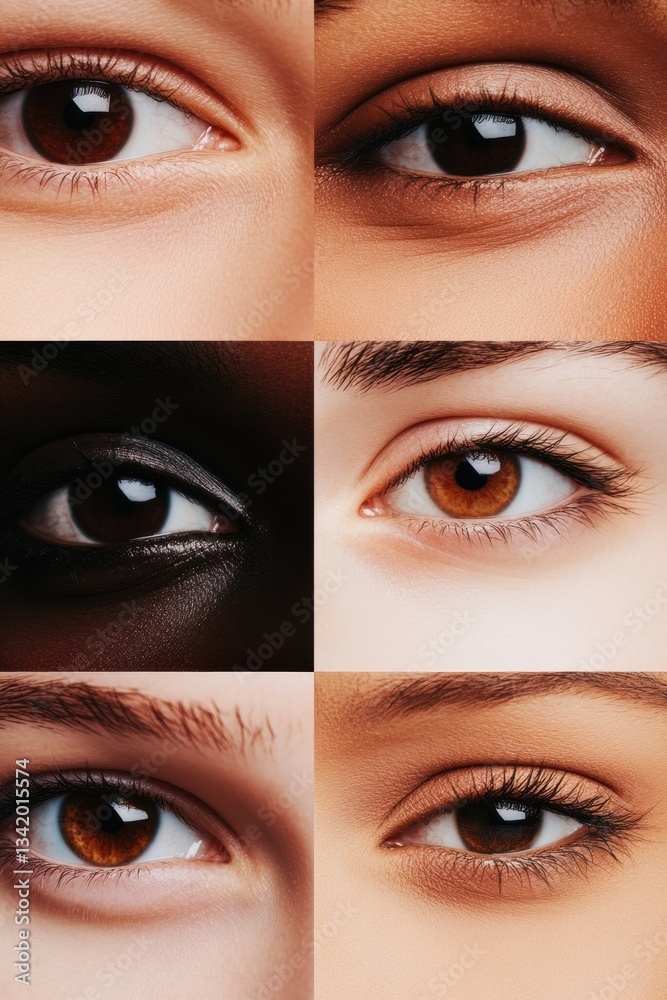 Naklejka premium Inclusive Beauty Grid Multicultural Eye Diversity Showcase - Authentic Representation in Visual Storytelling for Gen Z Brand Narratives