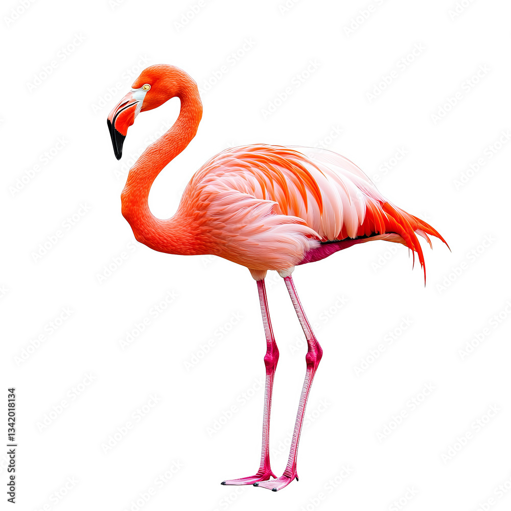 Obraz premium Graceful pink flamingo, transparent background