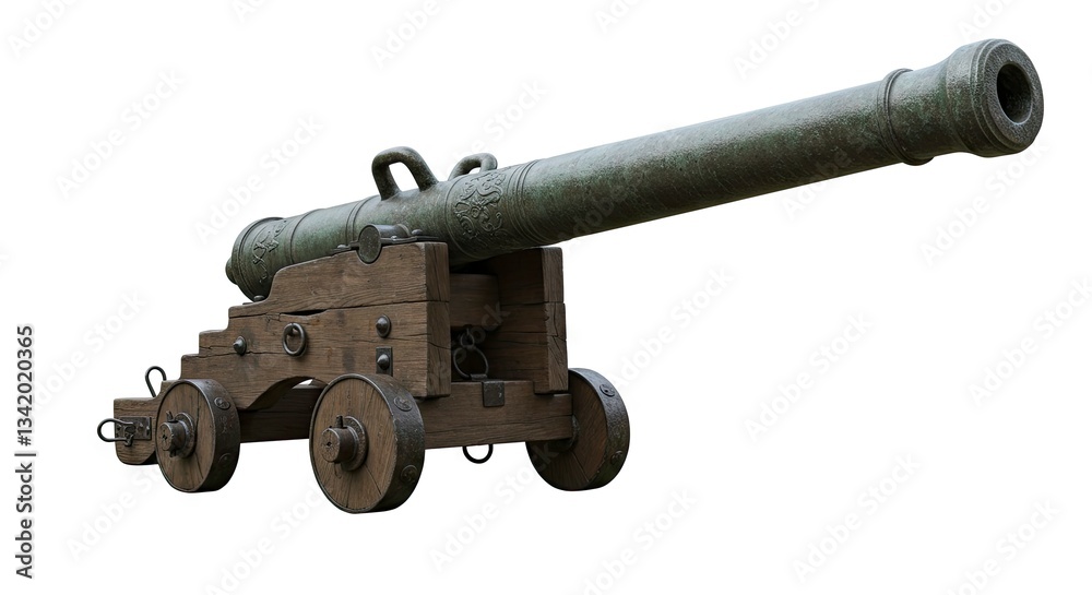 Antique Cannon on Wooden Carriage an Old Military Weapon Image Antique Cannon on Wooden Carriage an Old Military Weapon Image