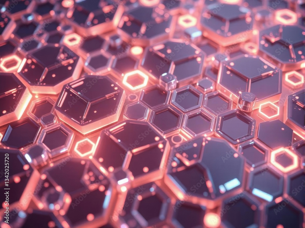 Fototapeta premium Hexagonal abstract background. Hexagon futuristic modern technology background illustration. Honeycomb texture grid. Digital hi-tech concept background. Wallpaper surface. For banner and more