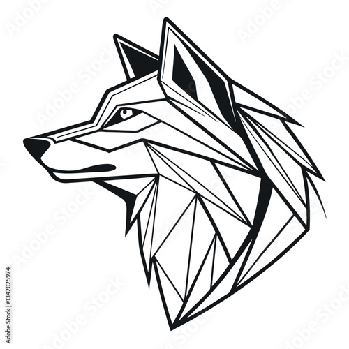 Geometric wolf head logo modern.