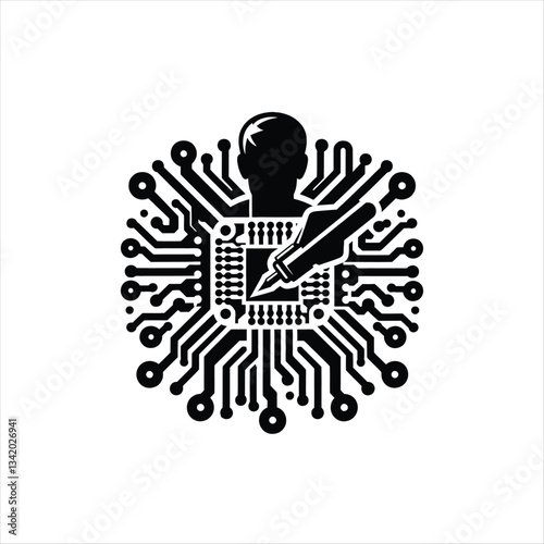 circuit board vector silhouette line art illustration