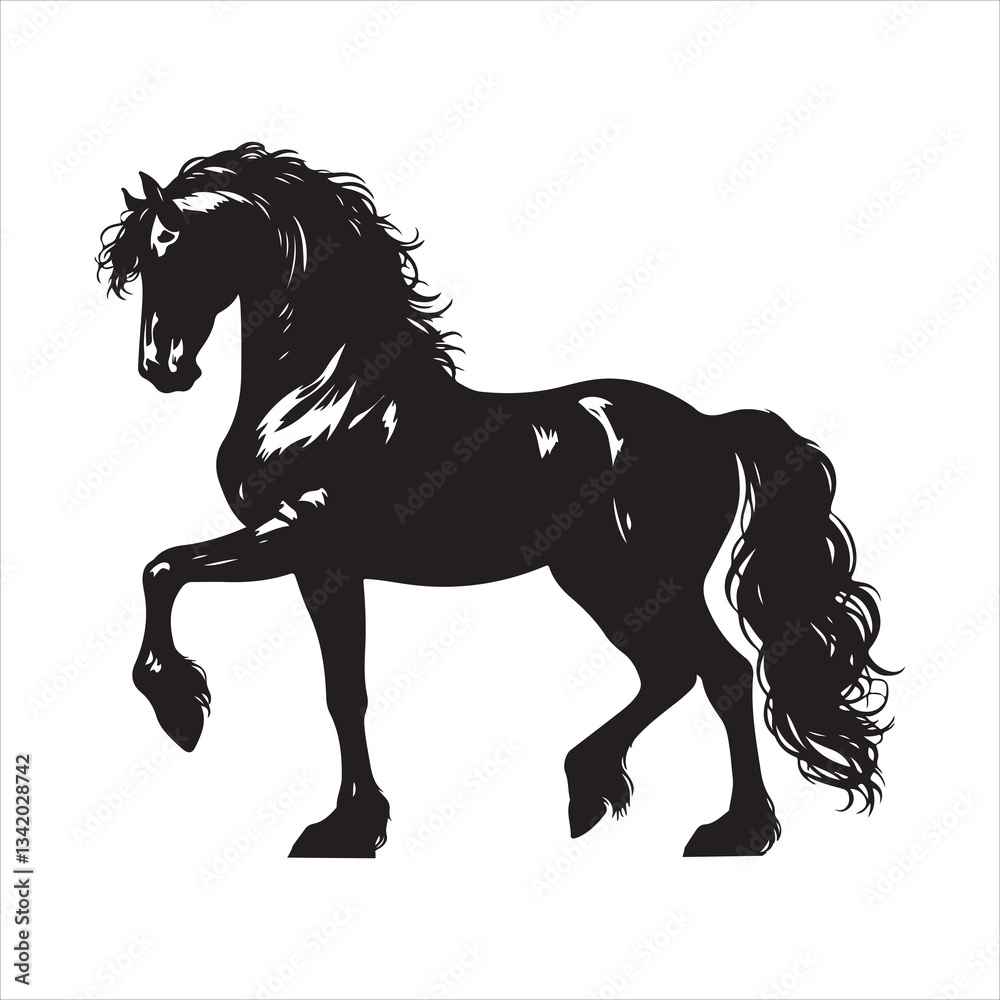 Obraz premium black silhouette of a standing horse