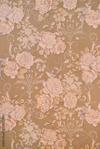 Wallpaper Mural Tapestry brown wallpaper with floral patterns on the wall Torontodigital.ca