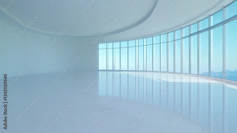 Fototapeta premium Panoramic Office Space with Mountain View