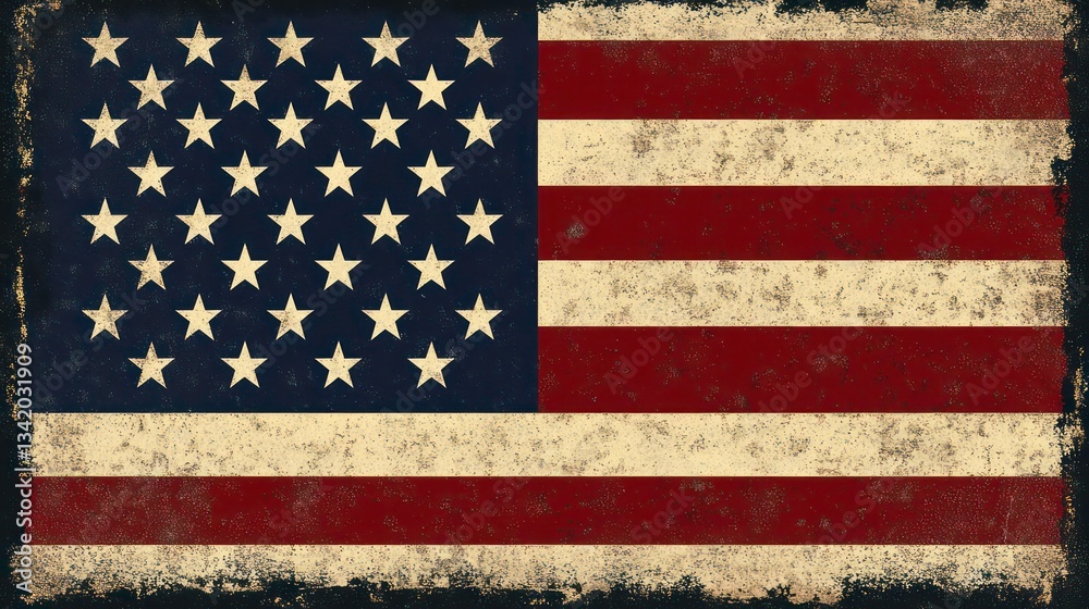 Naklejka premium American flag on a dark blue background with copy space, symbolizing patriotism, freedom, and the United States of America. Ideal for national holidays, historical events, or patriotic projects.