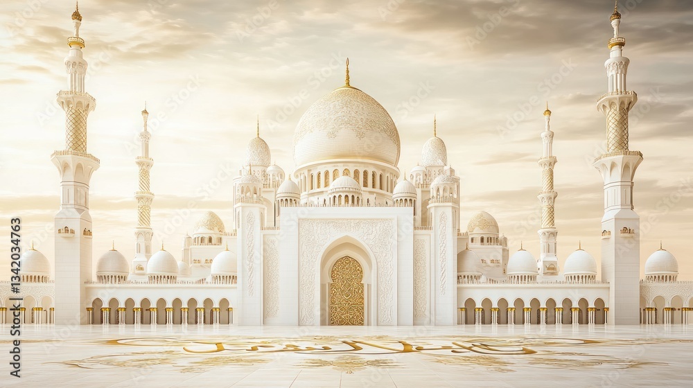 Fototapeta premium Grand Mosque of Abu Dhabi at Sunrise