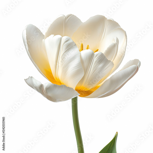white tulip flower isolated on white background